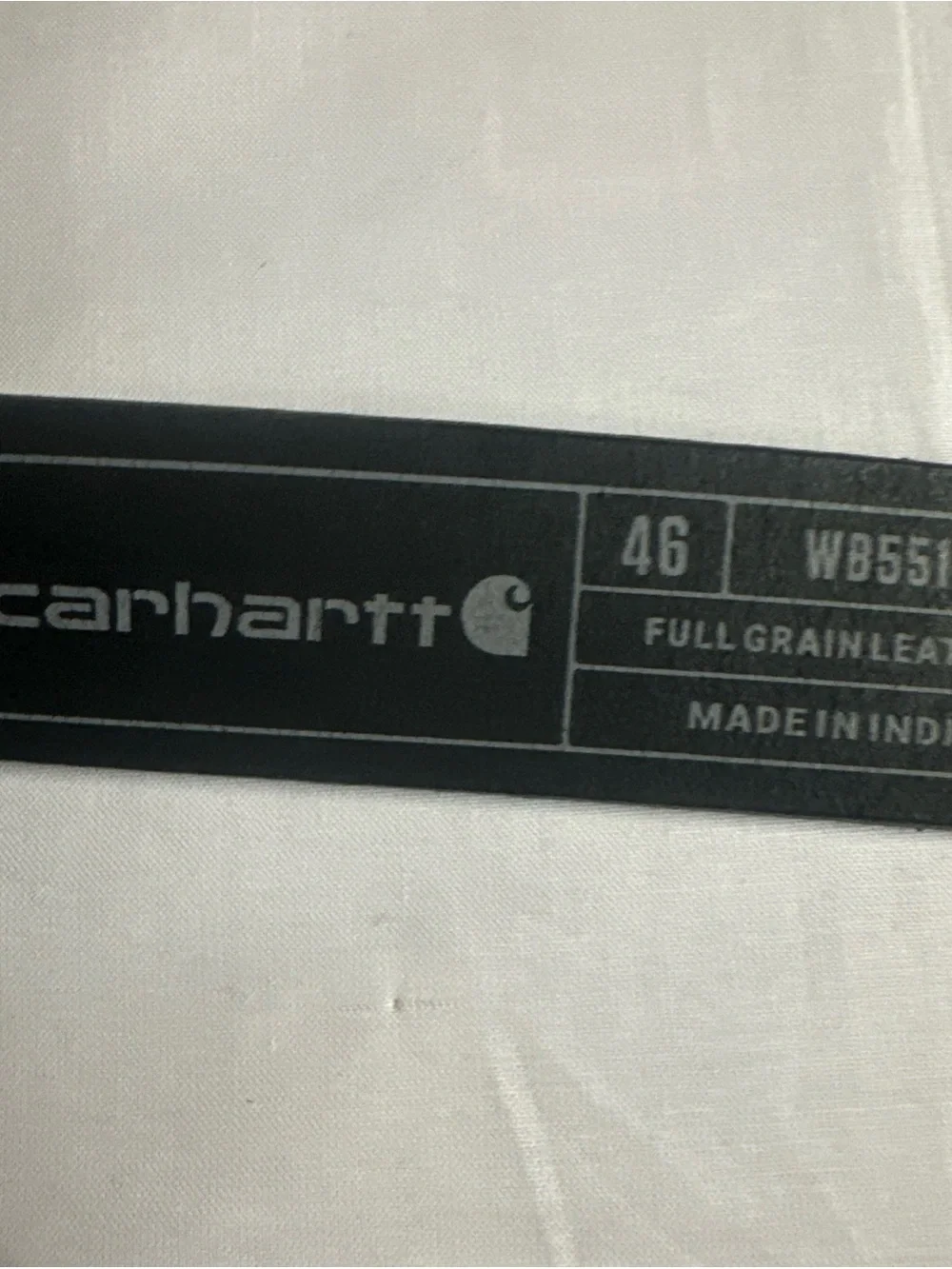 Carhartt Black Leather Belt with White Logo Detail